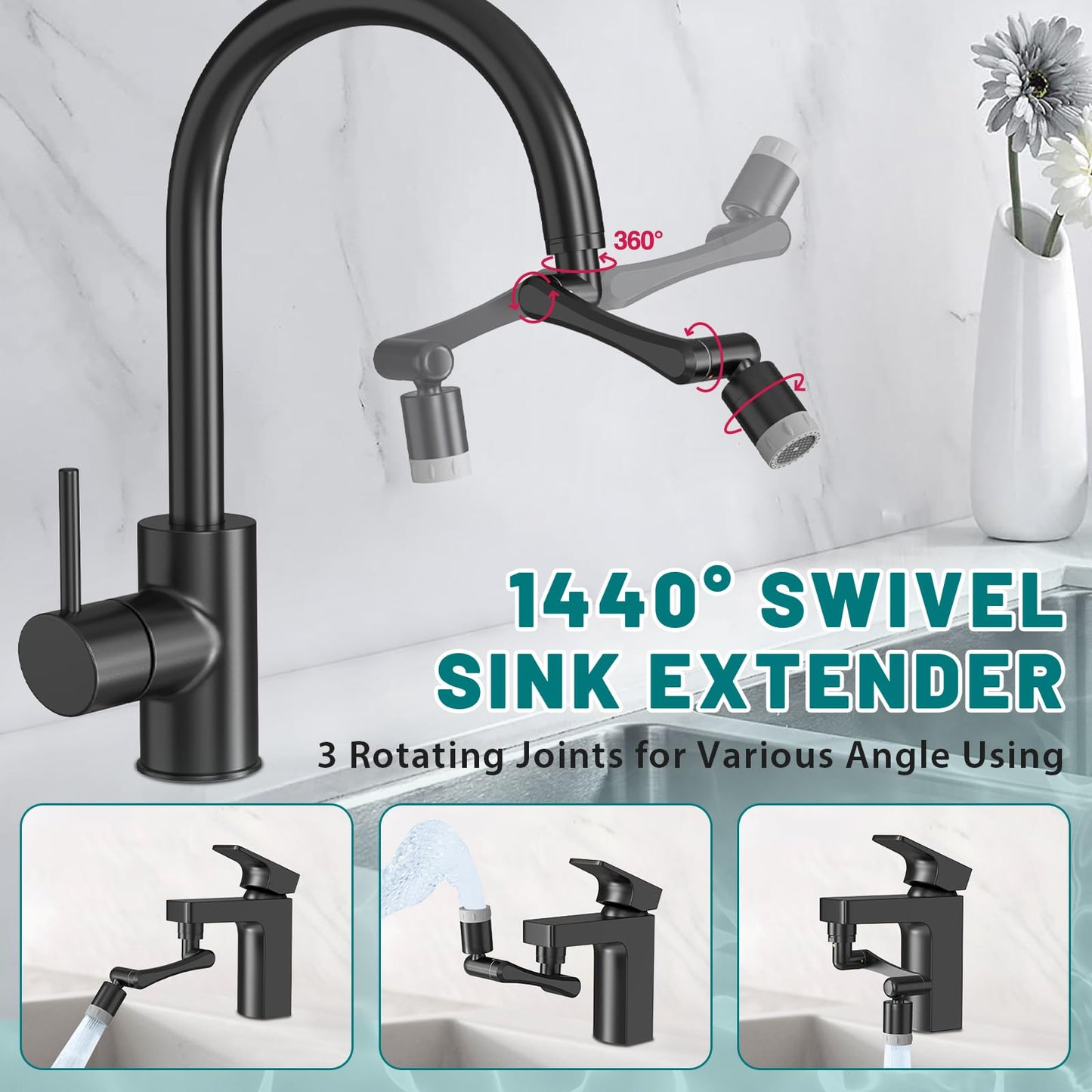 CECEFIN 1080° Swivel Faucet-Extender Sink-Aerator