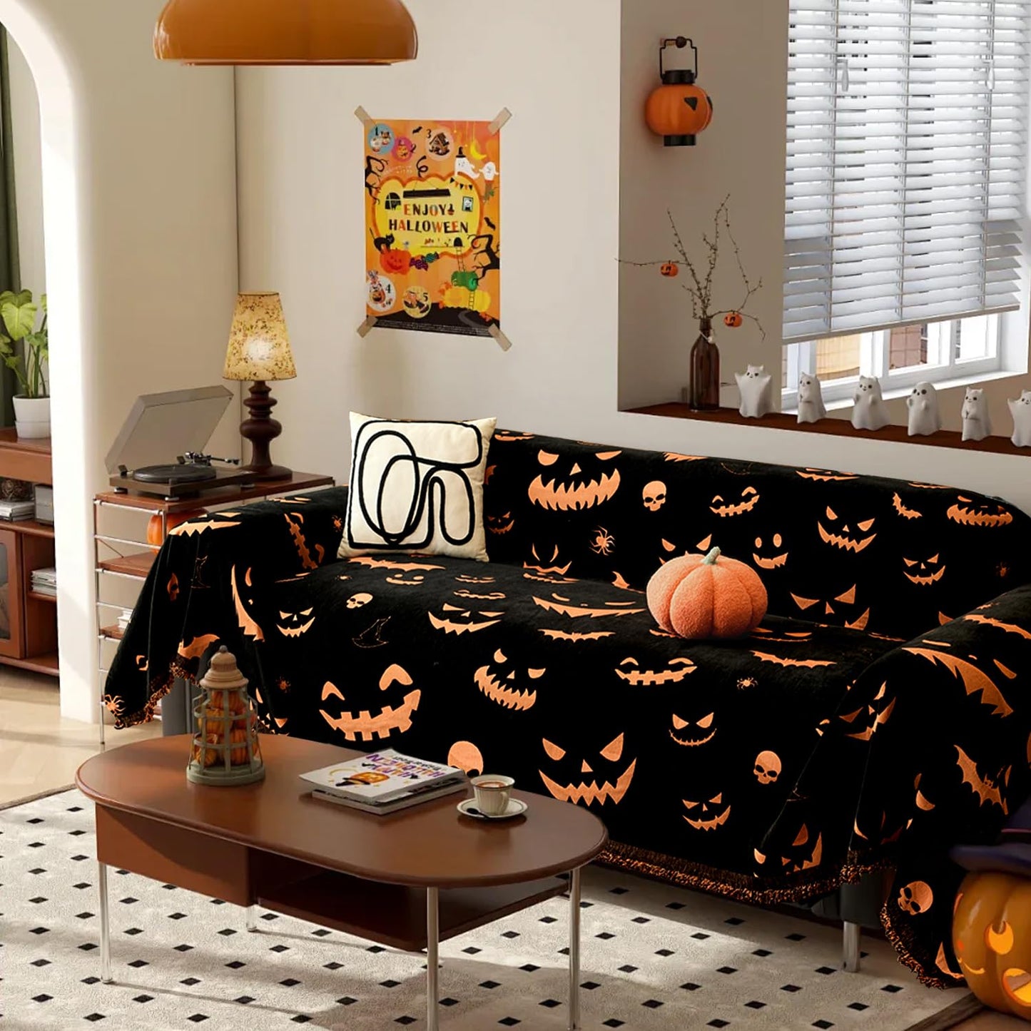 EVENHUG Halloween Reversible Sofa Cover