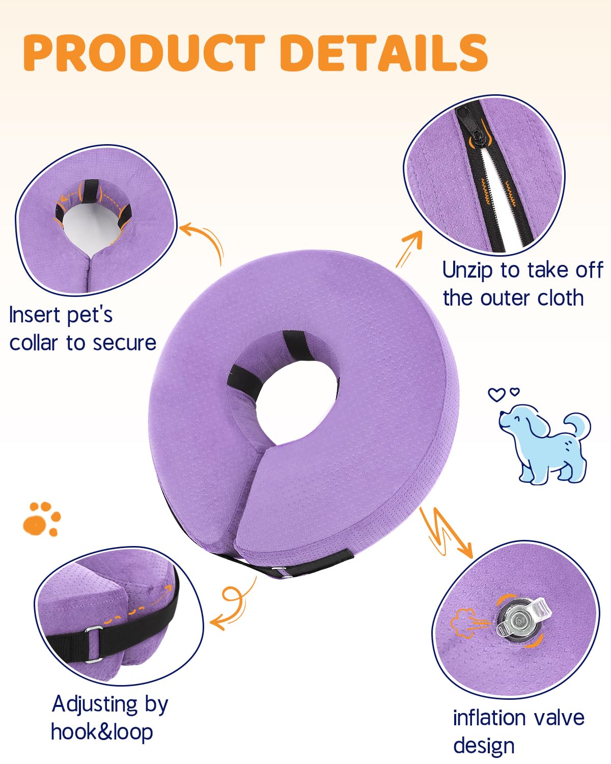 Super Inflatable Dog Cone Collar for Small Puppies Cats