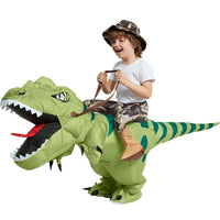 Dinosaur Costume Riding T Rex Air Blow up Funny Fancy Dress Party Halloween Costume for Kids