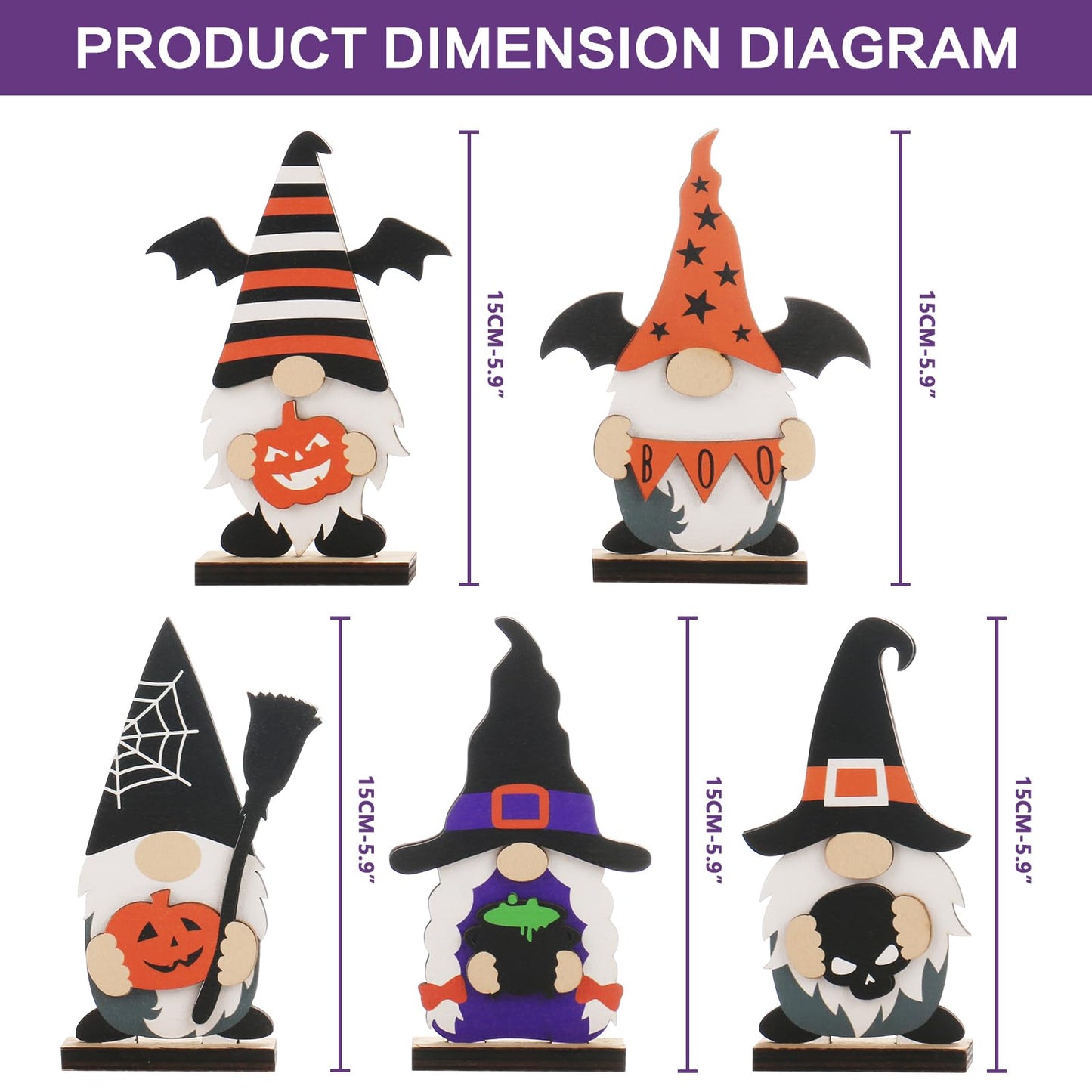 Halloween Wooden Tabletop Decorations (Set of 5)