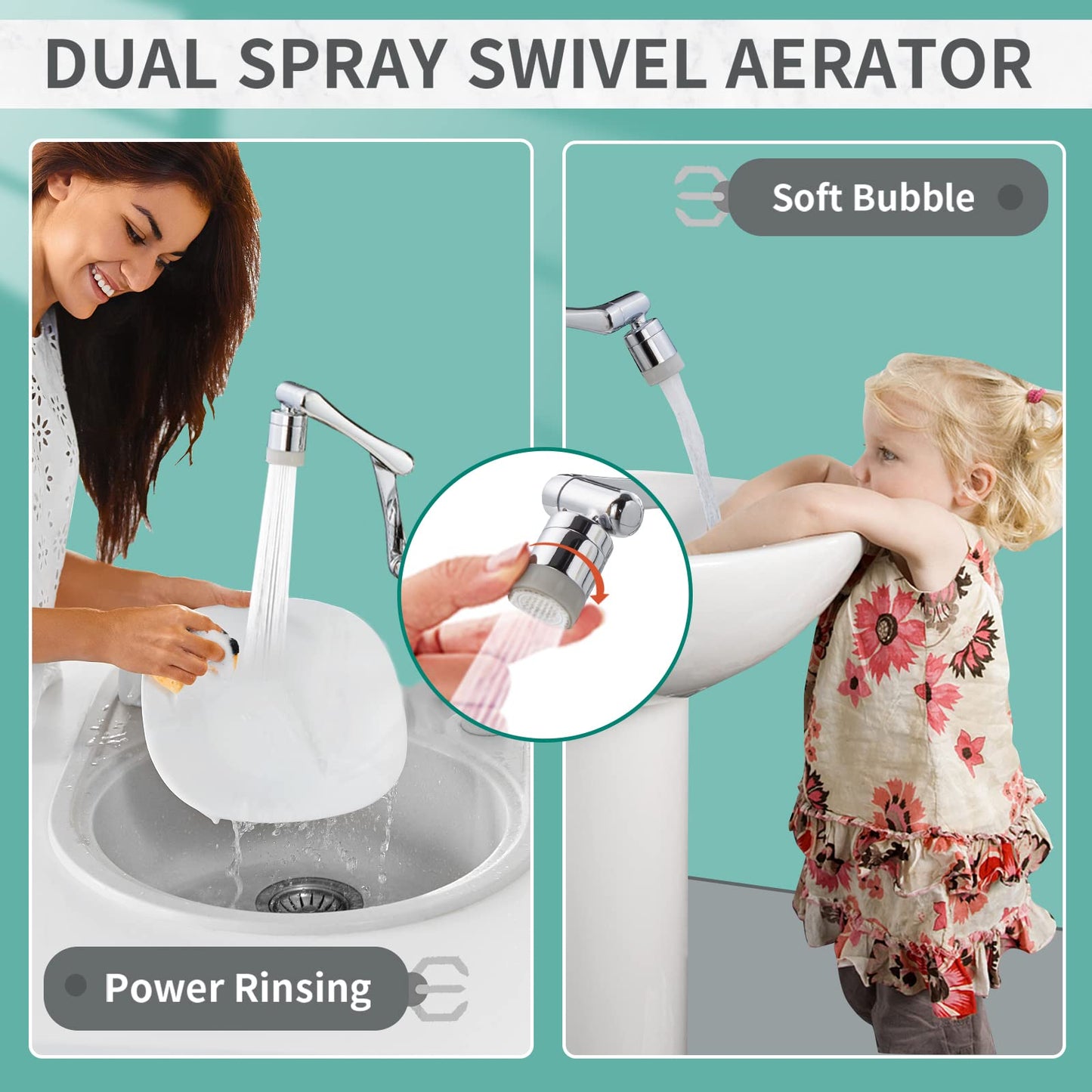 CECEFIN 1080° Swivel Faucet-Extender Sink-Aerator