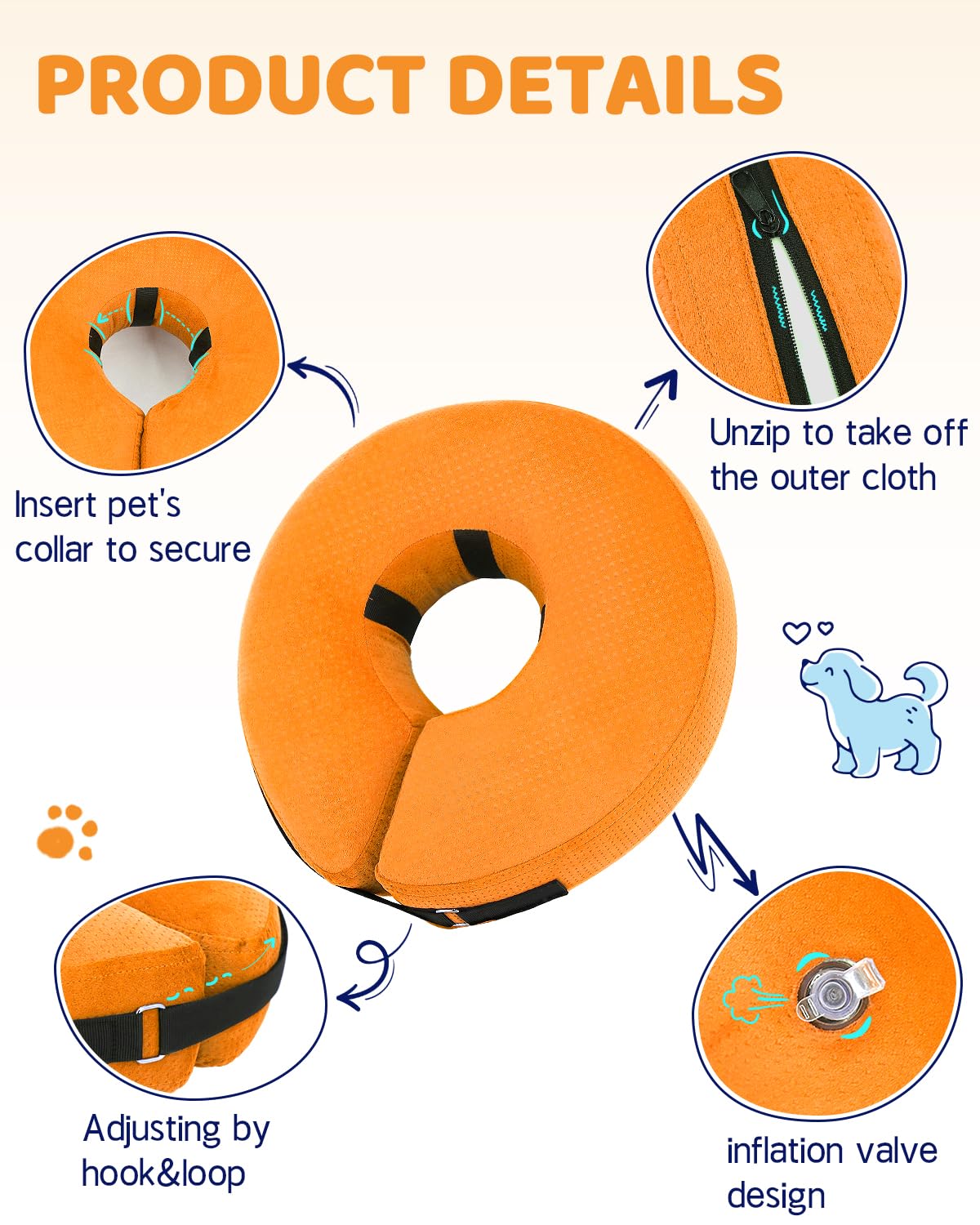 Super Inflatable Dog Cone Collar for Small Puppies Cats