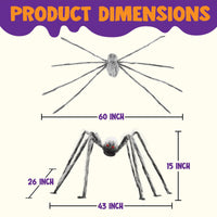 JOYIN 5ft Giant Halloween Spider – Large Black Spider for Outdoor Yard