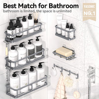 6 Pack Large Capacity Bath Organizer with Soap Holder and 12 Hooks