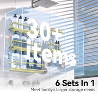 6 Pack Large Capacity Bath Organizer with Soap Holder and 12 Hooks