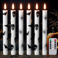 GenSwin Halloween Black Taper Flameless Candles with Ghost Hand Candlesticks