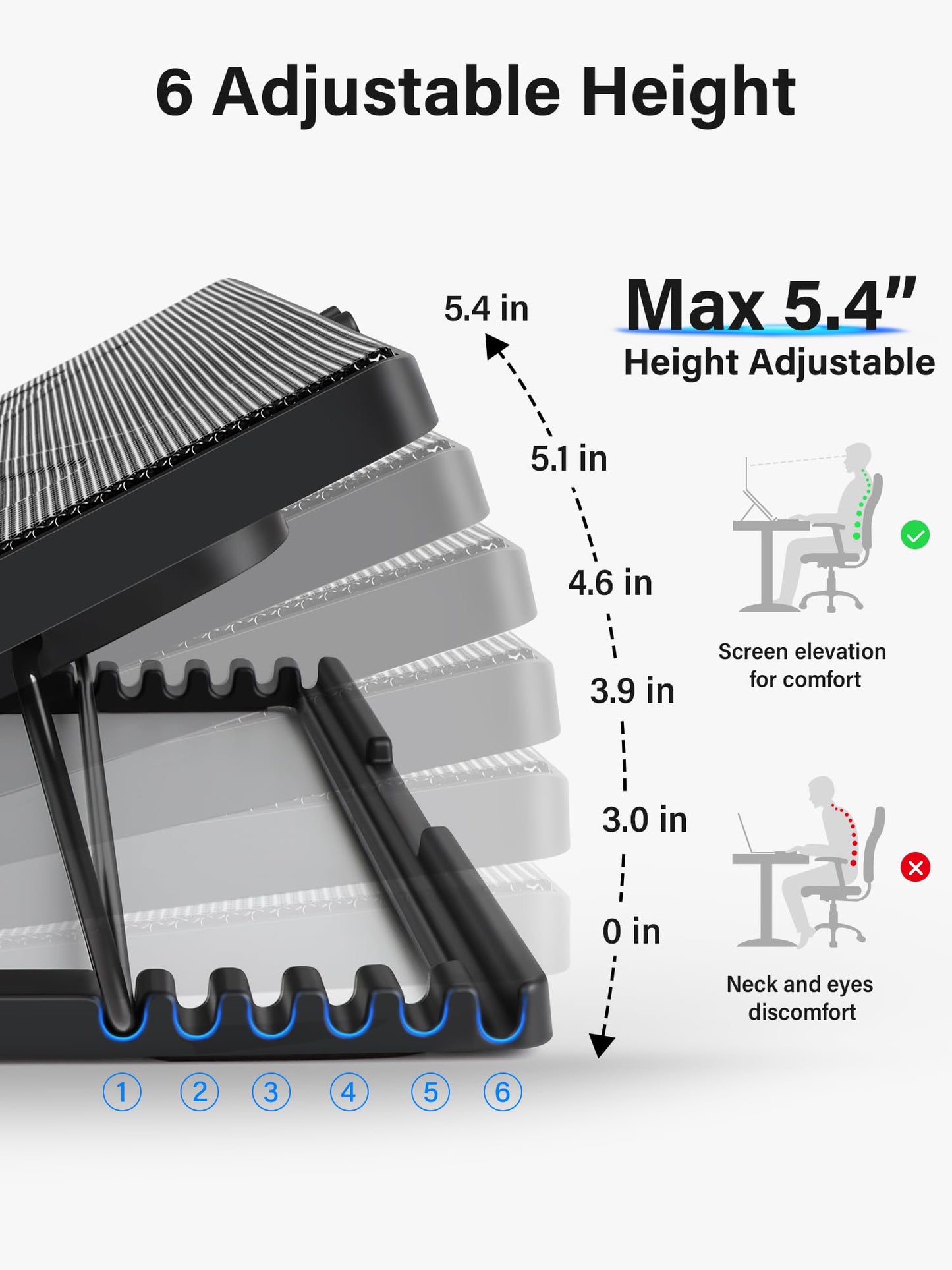 Kootek Laptop Cooling Pad, Laptop Cooler with 5 Quiet Fans for 12"-17"