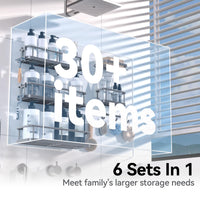 6 Pack Large Capacity Bath Organizer with Soap Holder and 12 Hooks