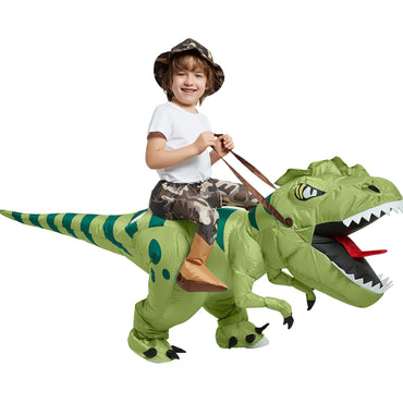 Dinosaur Costume Riding T Rex Air Blow up Funny Fancy Dress Party Halloween Costume for Kids
