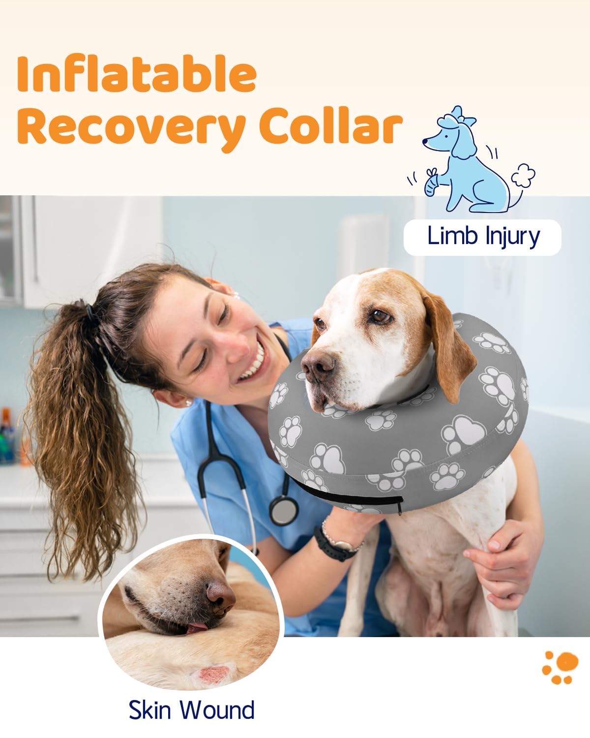 Super Inflatable Dog Cone Collar for Small Puppies Cats