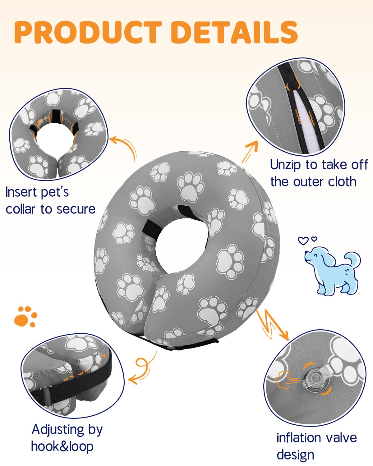 Super Inflatable Dog Cone Collar for Small Puppies Cats