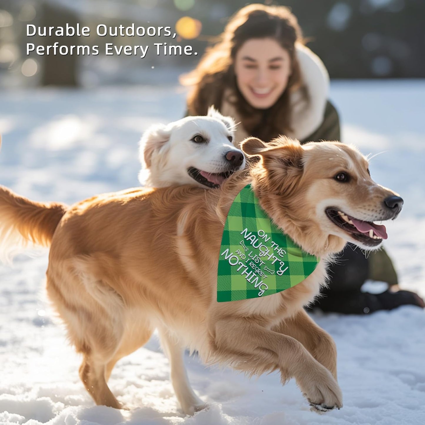 Festive Plaid Dog Christmas Scarves for Medium and Large Dogs