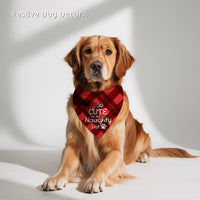 Festive Plaid Dog Christmas Scarves for Medium and Large Dogs