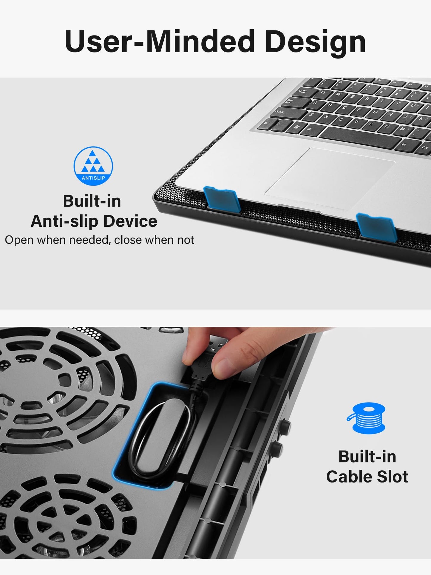 Kootek Laptop Cooling Pad, Laptop Cooler with 5 Quiet Fans for 12"-17"