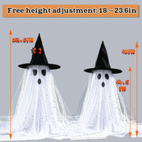 2-Pack Halloween Ghost Decorations with Remote-Controlled String Lights