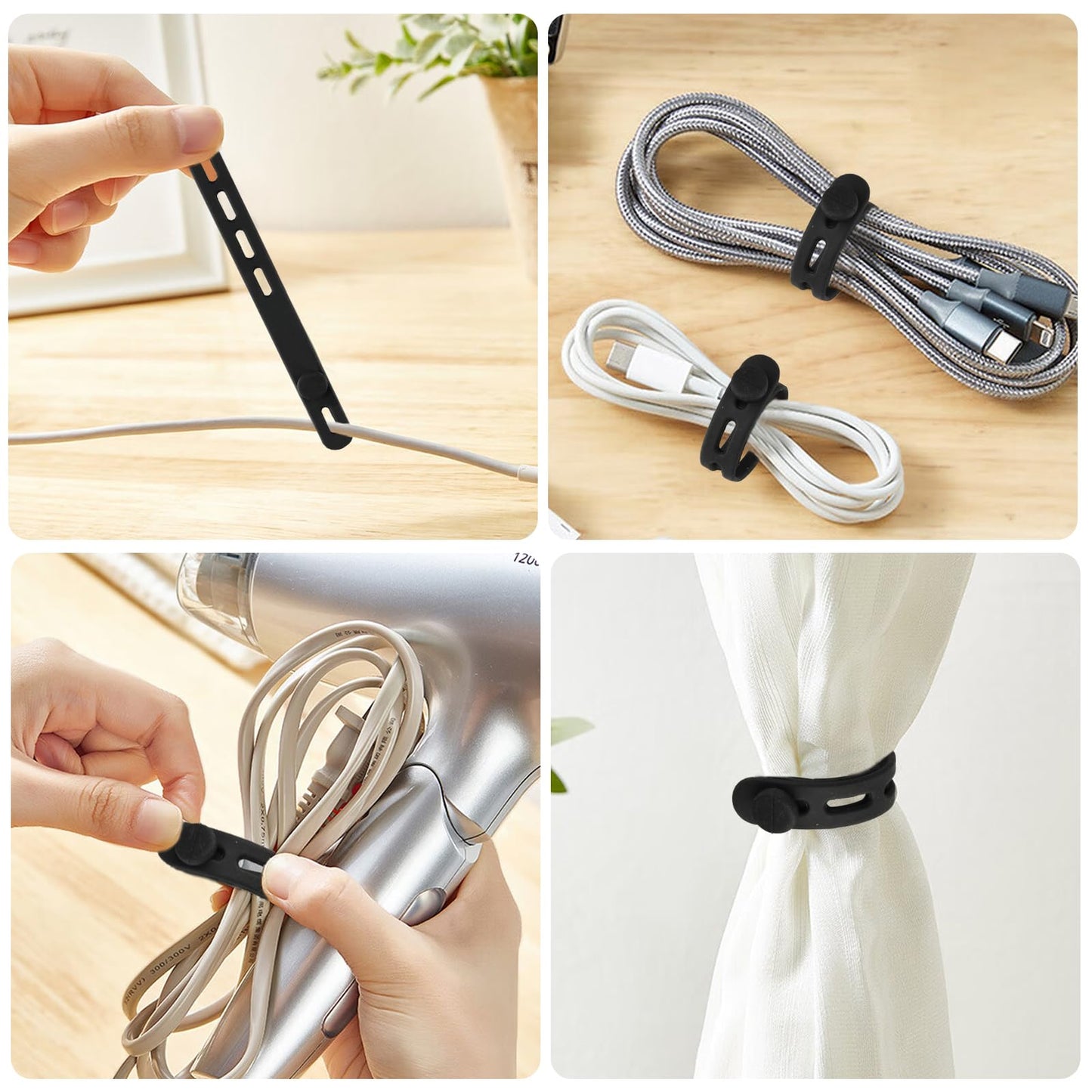 25 Pcs Silicone Cable Ties, Reusable Cable Straps Wire Organizer