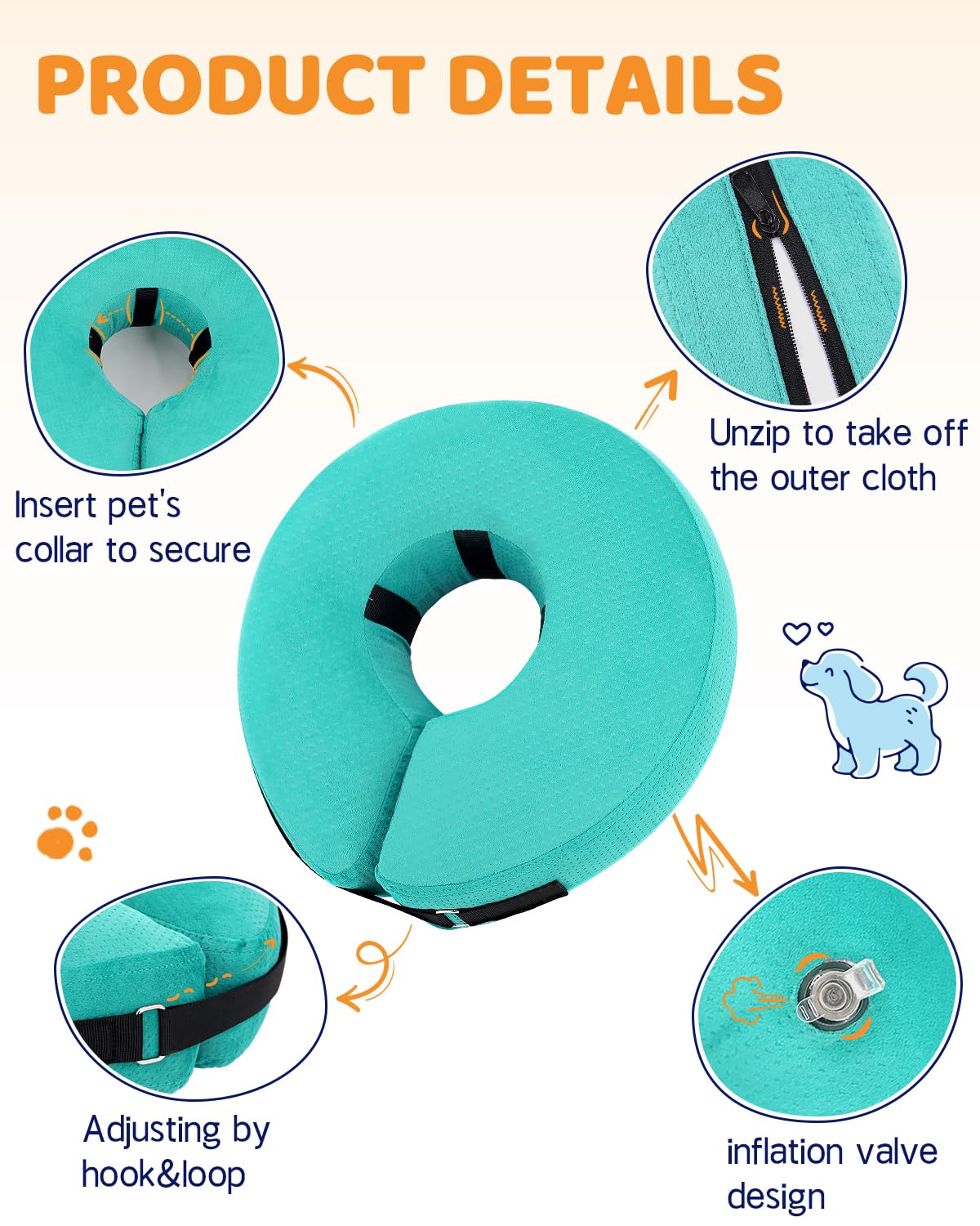 Super Inflatable Dog Cone Collar for Small Puppies Cats