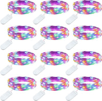 Brightown 12 Pack LED Fairy Lights Battery Operated String Lights - 7ft 20LED Waterproof Silver Wire Firefly Starry Moon Lights for DIY Crafts Wedding Table Centerpieces Party Bedroom Christmas