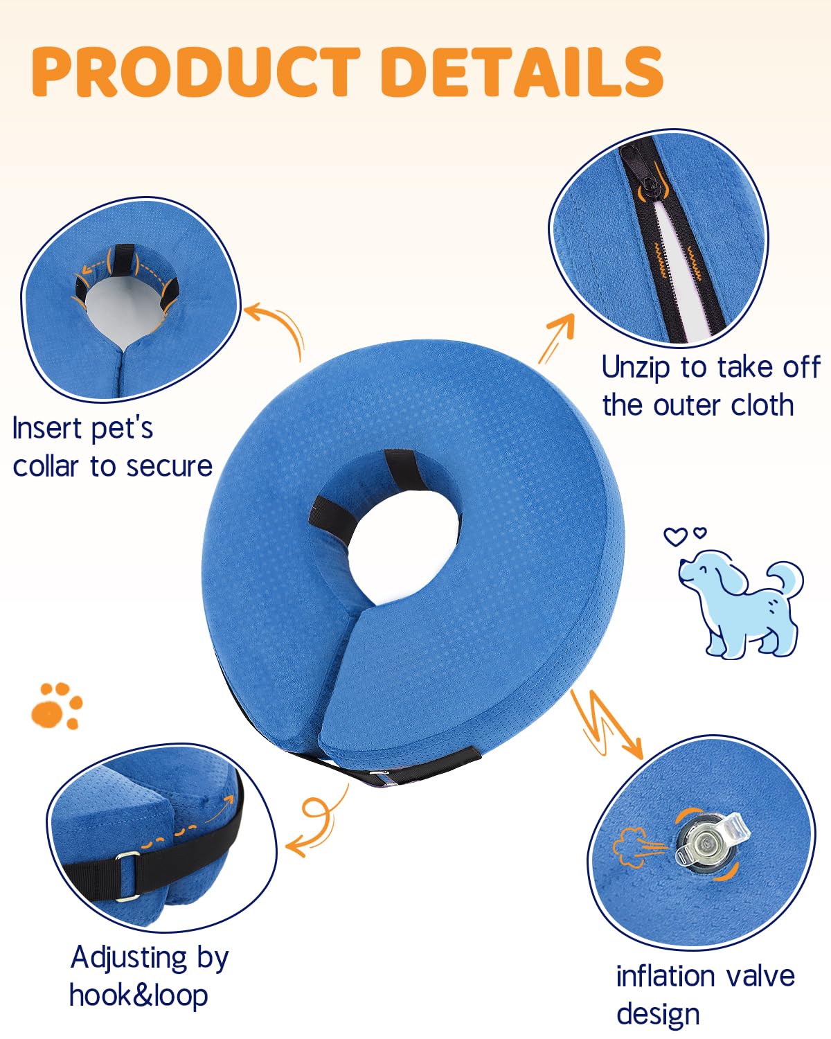 Super Inflatable Dog Cone Collar for Small Puppies Cats