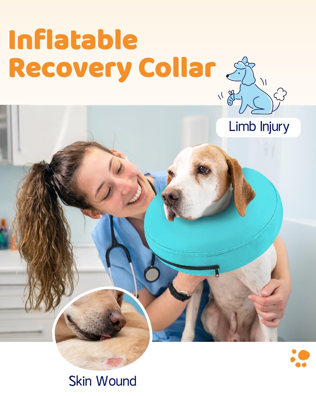 Super Inflatable Dog Cone Collar for Small Puppies Cats
