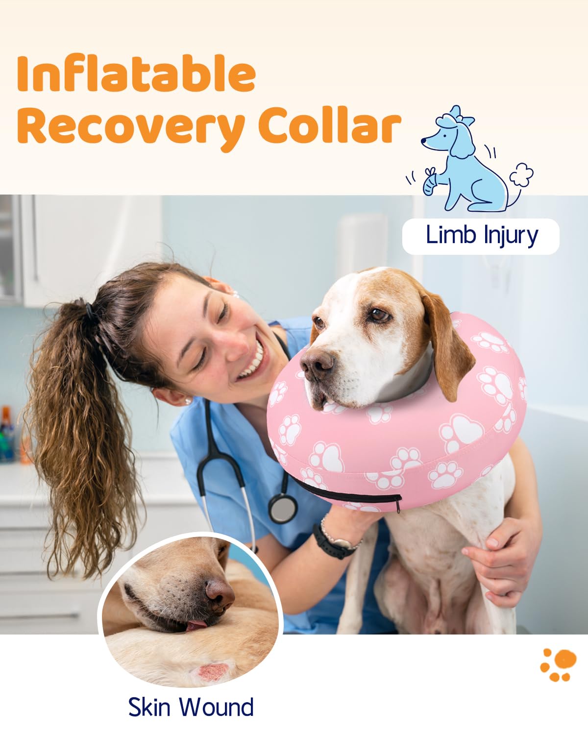 Super Inflatable Dog Cone Collar for Small Puppies Cats