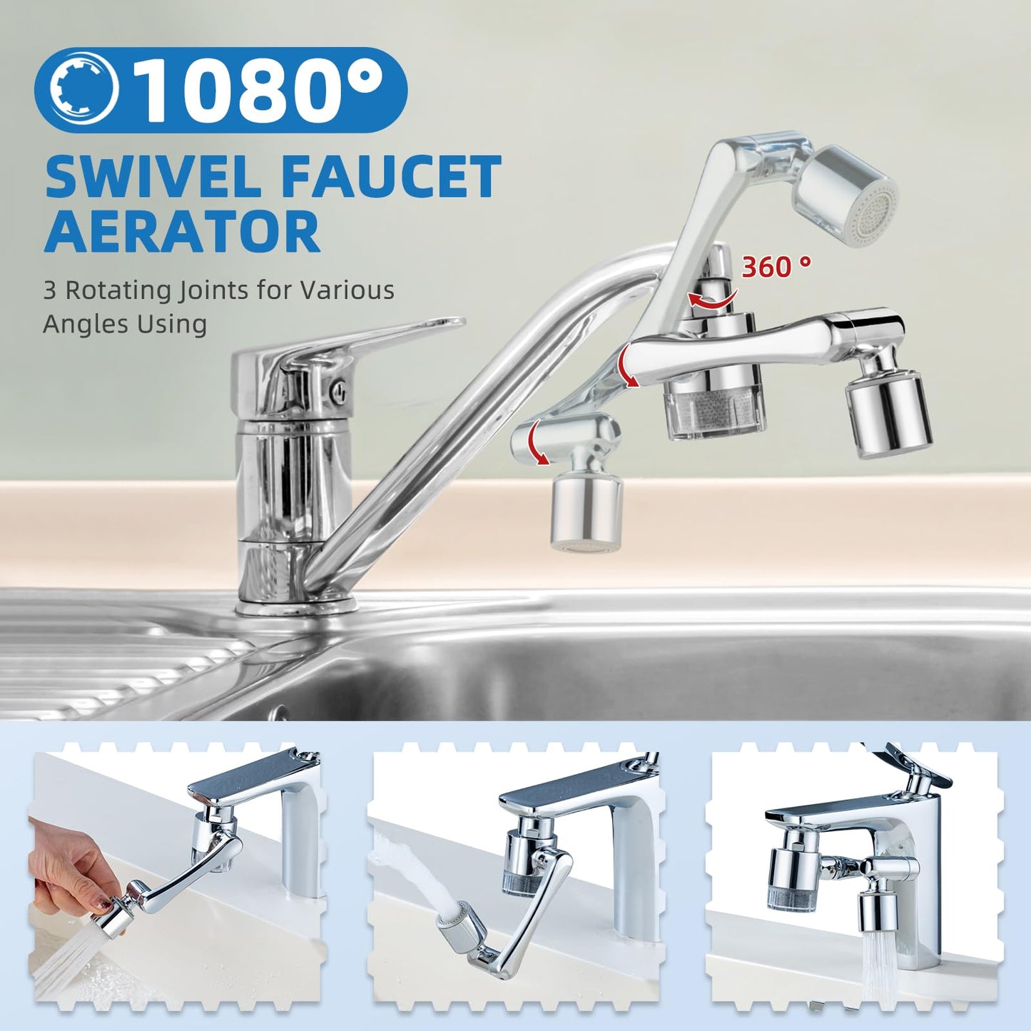CECEFIN 1080° Swivel Faucet-Extender Sink-Aerator