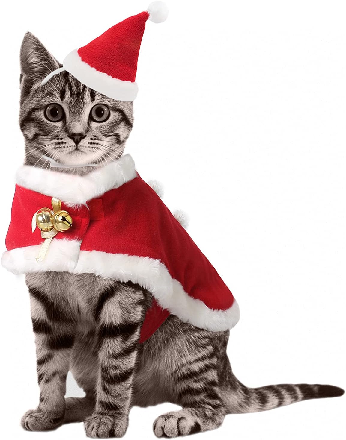 Pet Santa Hat and Red Cloak for Cats Dogs and Rabbits