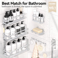 6 Pack Large Capacity Bath Organizer with Soap Holder and 12 Hooks