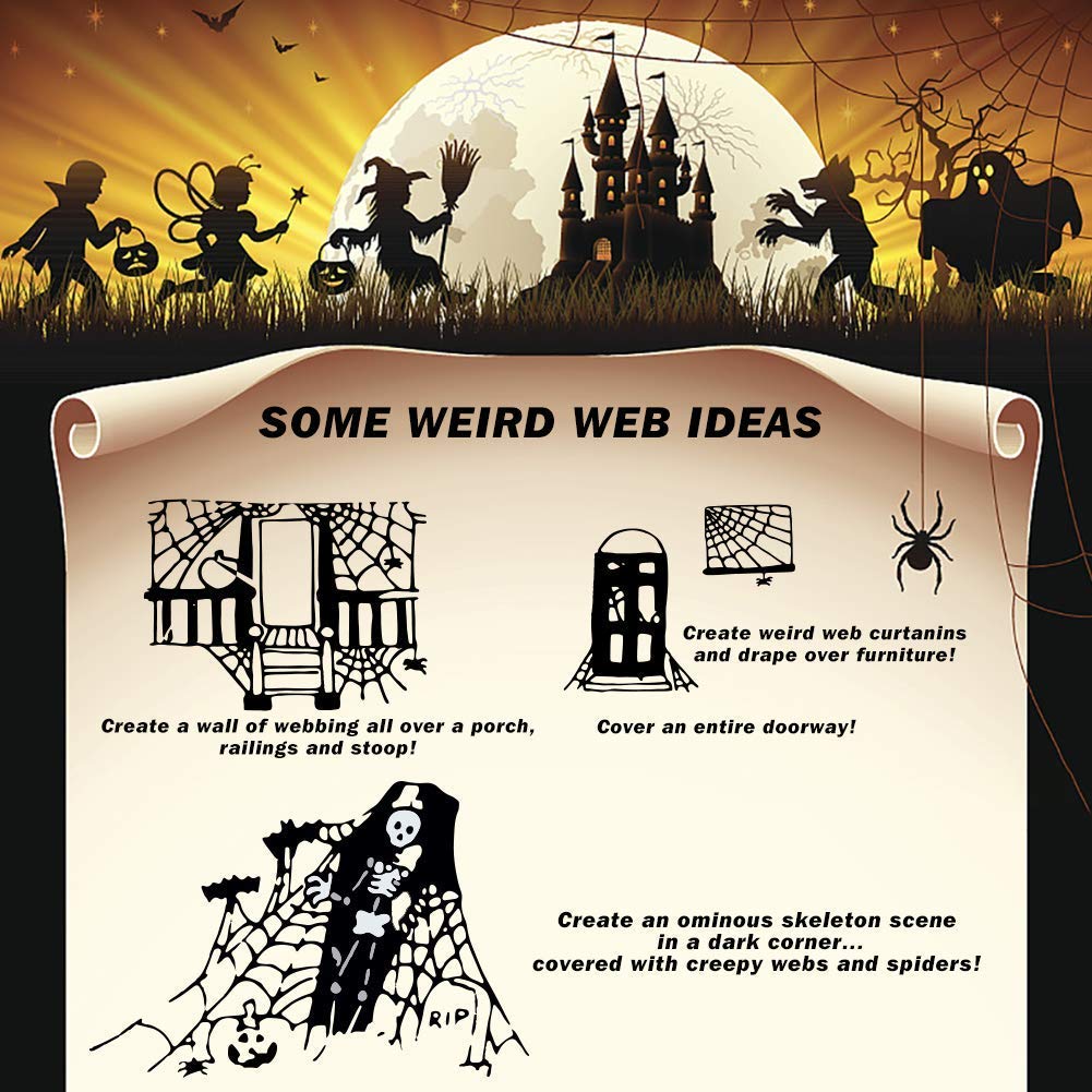 1400 Sqft Halloween Spider Web with 150 Fake Spiders