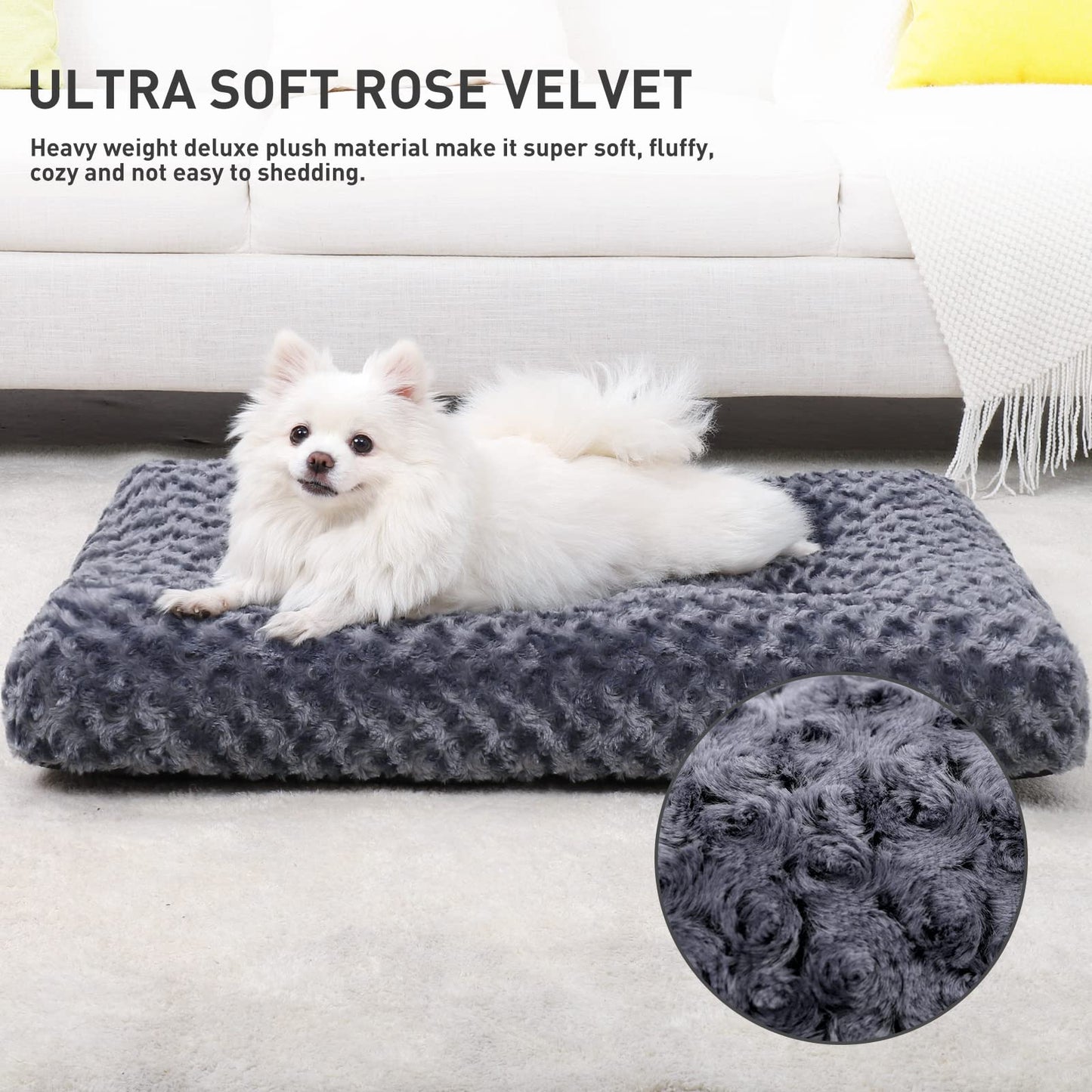KSIIA Washable  Plush Dog Crate Beds