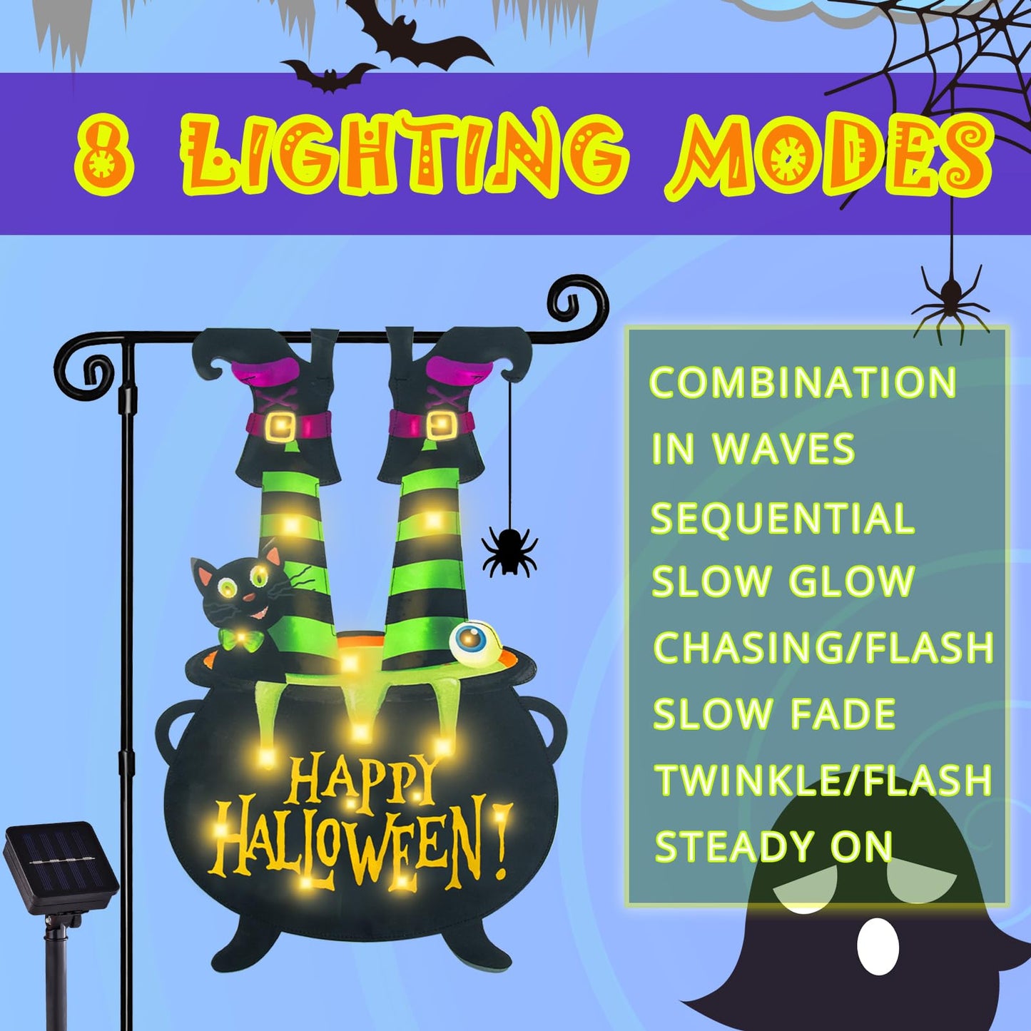 Halloween Lighted Garden Flag for Outside