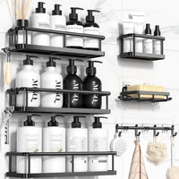 6 Pack Large Capacity Bath Organizer with Soap Holder and 12 Hooks