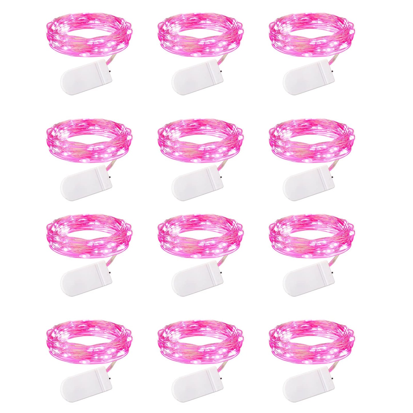 Brightown 12 Pack LED Fairy Lights Battery Operated String Lights - 7ft 20LED Waterproof Silver Wire Firefly Starry Moon Lights for DIY Crafts Wedding Table Centerpieces Party Bedroom Christmas