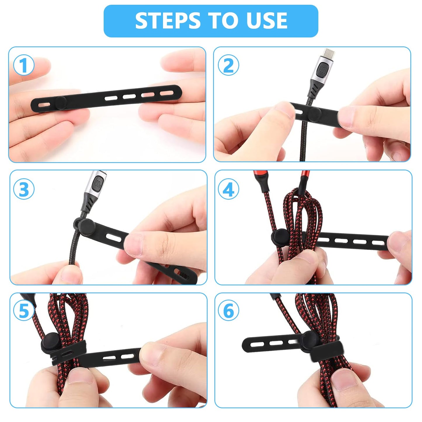 25 Pcs Silicone Cable Ties, Reusable Cable Straps Wire Organizer