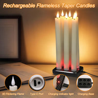 GenSwin Halloween Black Taper Flameless Candles with Ghost Hand Candlesticks
