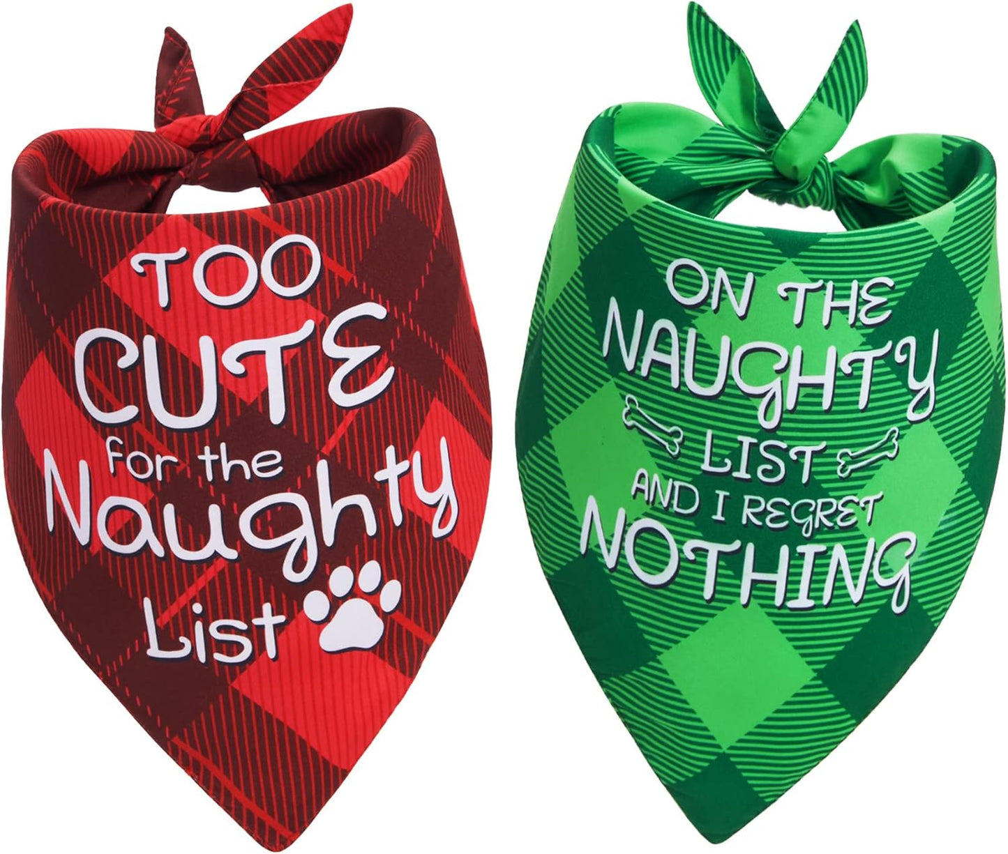 Festive Plaid Dog Christmas Scarves for Medium and Large Dogs