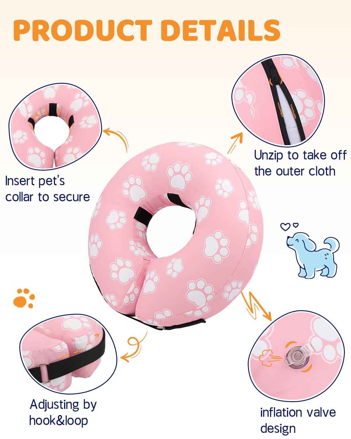 Super Inflatable Dog Cone Collar for Small Puppies Cats
