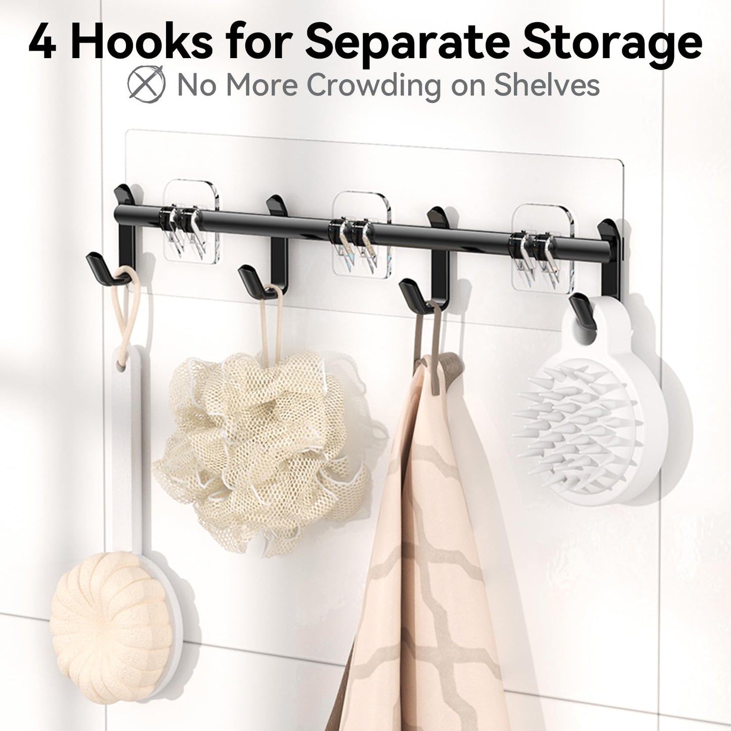 6 Pack Large Capacity Bath Organizer with Soap Holder and 12 Hooks