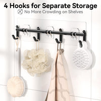 6 Pack Large Capacity Bath Organizer with Soap Holder and 12 Hooks
