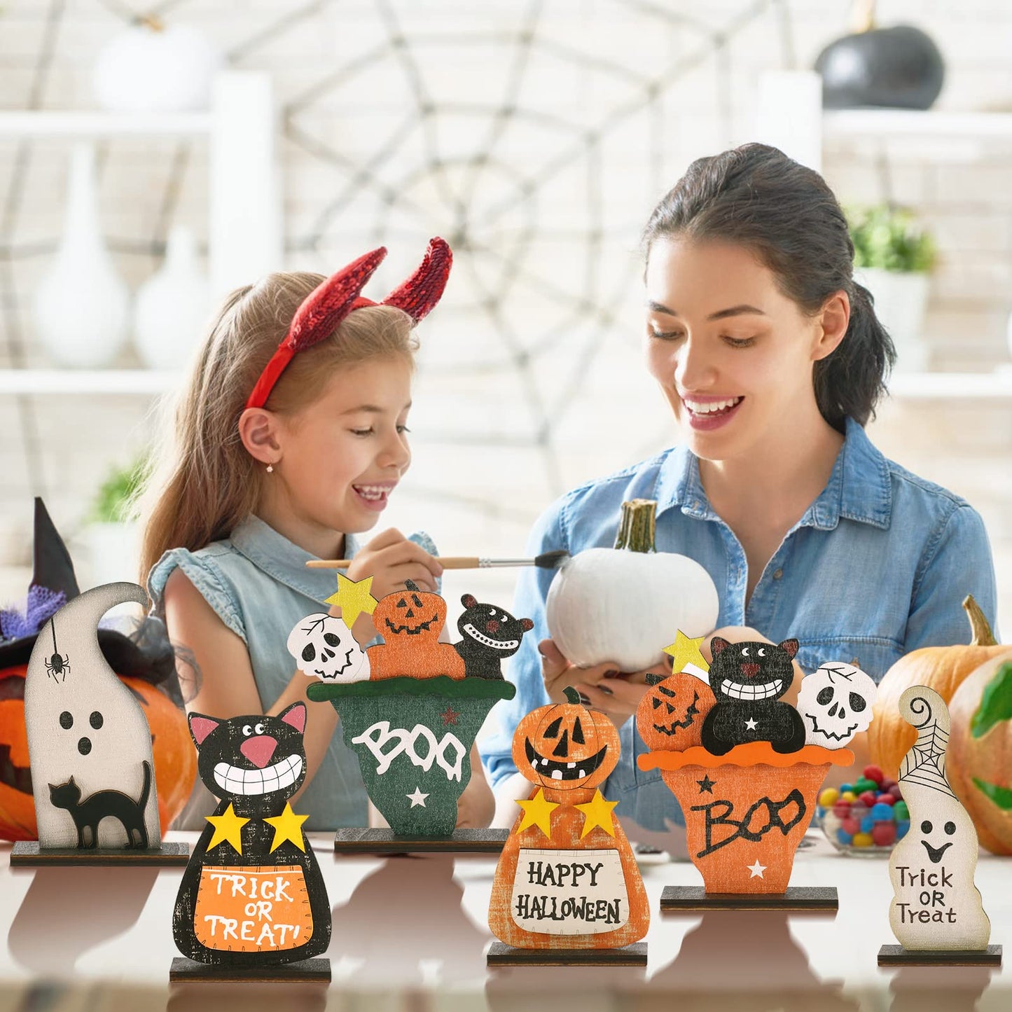 Halloween Wooden Tabletop Decorations (Set of 5)