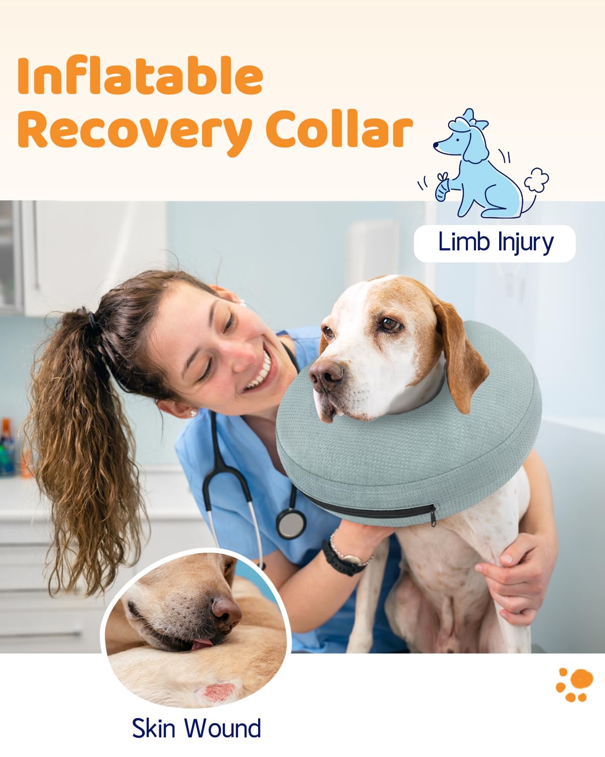 Super Inflatable Dog Cone Collar for Small Puppies Cats