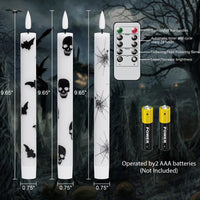 GenSwin Halloween Black Taper Flameless Candles with Ghost Hand Candlesticks