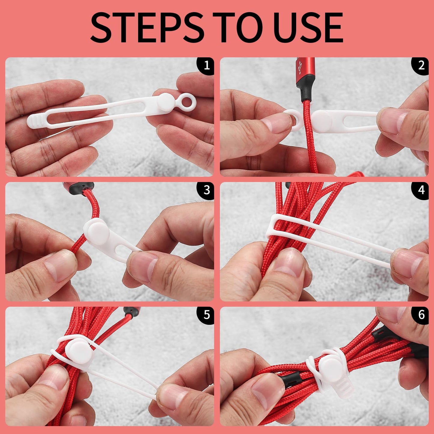 25 Pcs Silicone Cable Ties, Reusable Cable Straps Wire Organizer