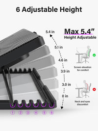 Kootek Laptop Cooling Pad, Laptop Cooler with 5 Quiet Fans for 12"-17"