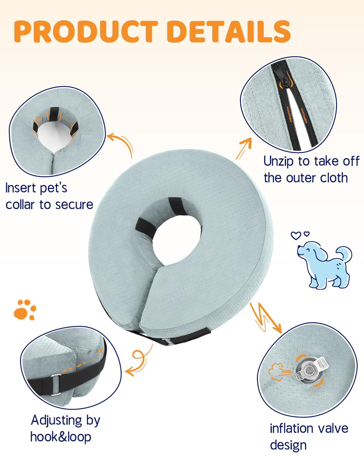 Super Inflatable Dog Cone Collar for Small Puppies Cats