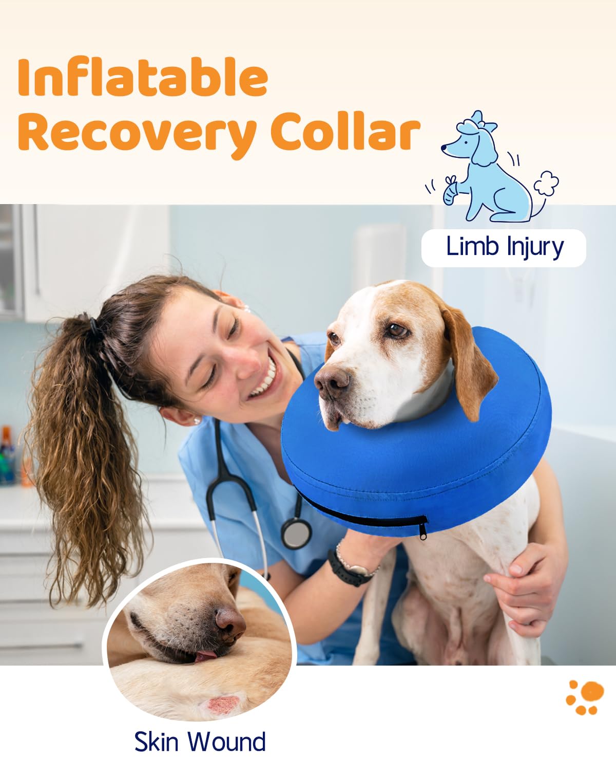 Super Inflatable Dog Cone Collar for Small Puppies Cats
