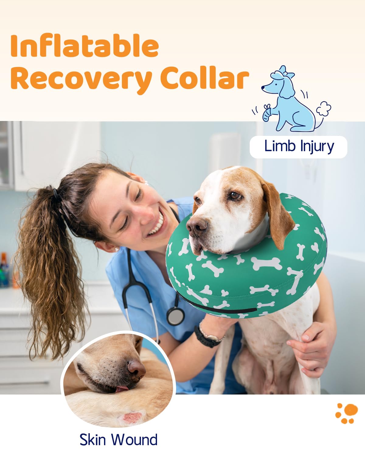 Super Inflatable Dog Cone Collar for Small Puppies Cats