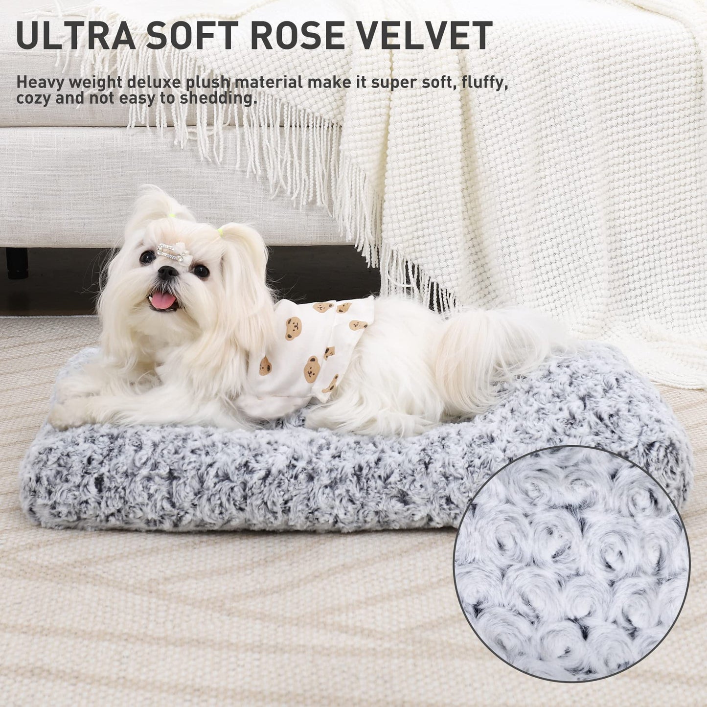 KSIIA Washable  Plush Dog Crate Beds