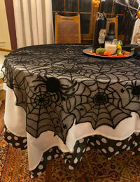 Black Lace Spider Web Table Runners for Halloween Decor